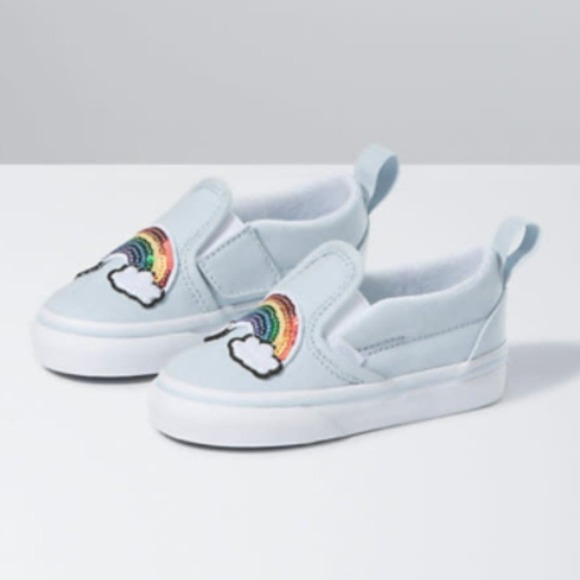 Vans Toddler Slip-On V Sequin Patch Shoe Ballad Blue/True White Size 5.5T NEW - Picture 3 of 11